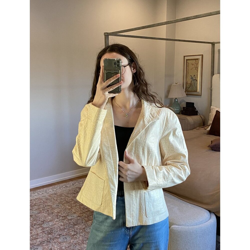 Tesori Croc-Embossed Leather Jacket